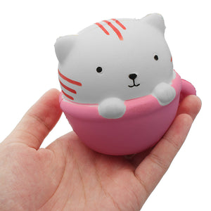 Squishy Teacup Cat Kitten 9.5cm Soft Sweet Slow Rising Collection Gift Decor Toy