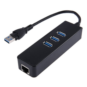 USB 3.0 to 3 Port USB 3.0 Hub Adapter 10GBit/s Gigabit Ethernet for Laptop PC