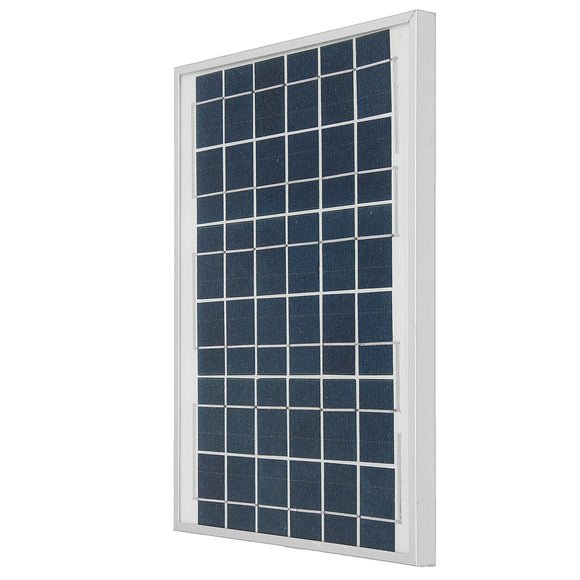 Silver/Black 10W 18V Polycrystalline Silicon Solar Panel With Junction Box For Car Batteries/RV/Boat