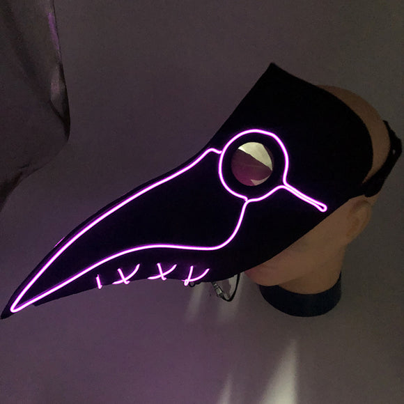 Woodpecker LED Doctor Plague Mask LED Illuminate Glow Halloween Mask Cosplay