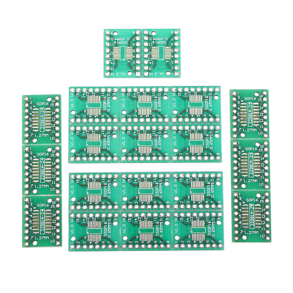 20pcs TSSOP16 SSOP16 MSOP16 SO16 SOP16 SOIC16 Turn DIP16 1.27MM / 0.65MM IC Adapter Socket Adapter Plate PCB Board