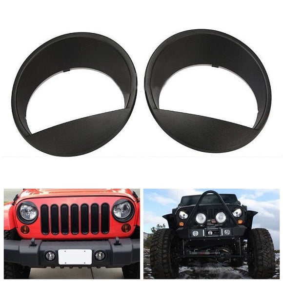 For 07-15 Jeep Wrangler JK Angry Bird Style Matte Black Headlight Cover Bezel Eyelids