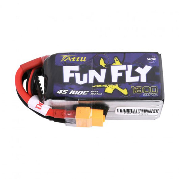Tattu Funfly 1300mAh 14.8V 100C 4S1P Lipo Battery with XT60 Plug for RC Drone FPV Racing
