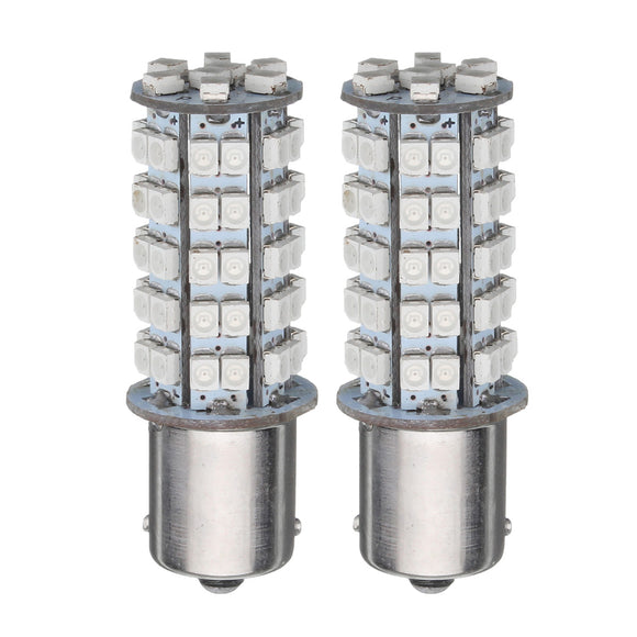 2PCS BAU15S 7507 PY21W 68SMD LED Car Turn Signal Lights Tail Brake Bulbs DC12V 4W Amber