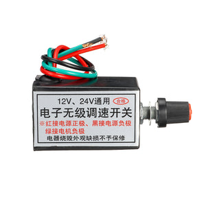 12V/24V Stepless Variable Speed Regulator Switch Electric Fan Bulb Electronic Stepless Dimmer Switch