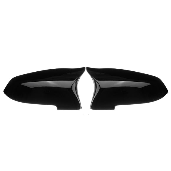2Pcs Gloss Black Side Rearview Mirror Covers Caps For BMW 5 6 7 Series F10 F18 F11 F06 F07 F12 F13 F01 2014-16