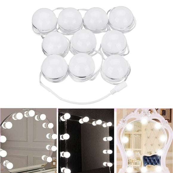 10pcs Vanity LED Mirror Dimmable Light Bulbs kit Cosmetic Makeup Hollywood Style