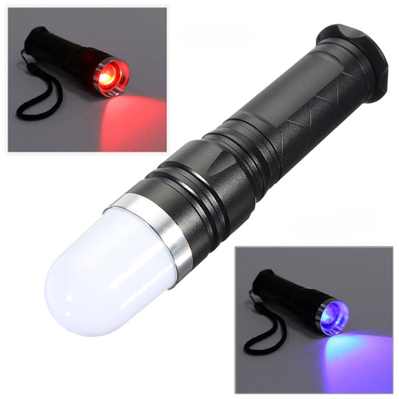 Elfeland XM-L T6+ Red Light+ Blue Light 2000LM 5Modes Zoomable LED Flashlight With Light Diffusers