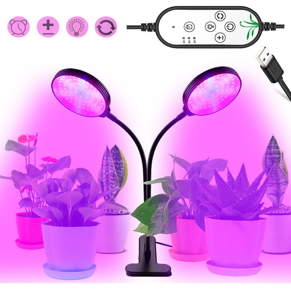 ARILUX 30W 78 LED Double Head Red & Blue Grow Light with Clip USB Powered Timing Dimmable DC5V