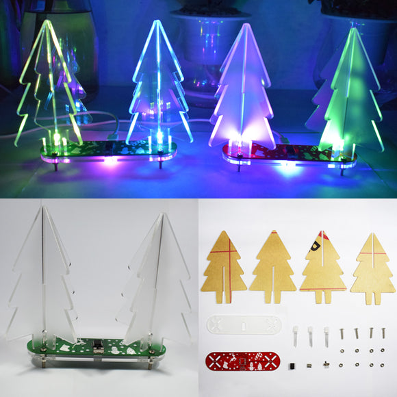 Geekcreit DIY Full Color Changing LED Acrylic 3D Christmas Tree Electronic Learning Kit