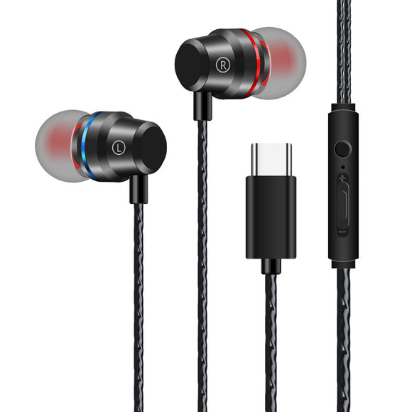 Type-C Earphone Stereo Bass Noise Cancelling Wired in-Ear Earbuds with Mic for 9 8 Huawei Letv
