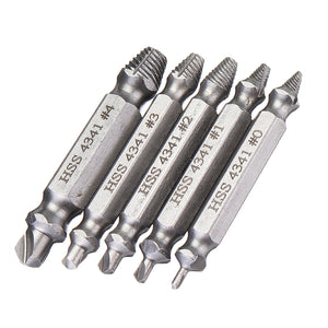 Drillpro 5pcs HSS Damaged Screw Extractor Drill Bits Guide Set Broken Easy out Bolt Screw Remover Tool