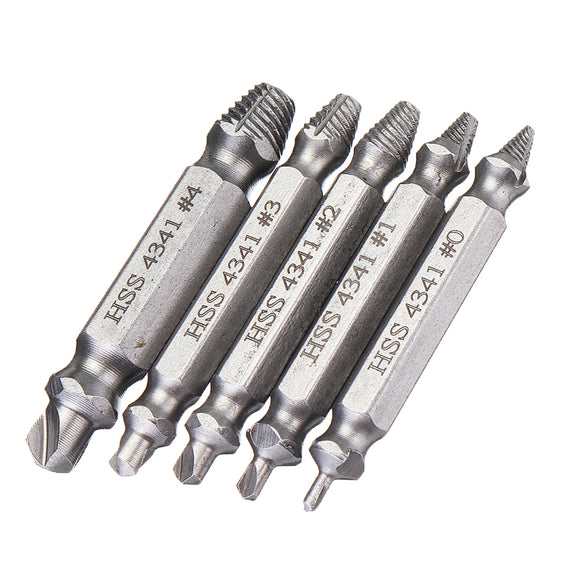 Drillpro 5pcs HSS Damaged Screw Extractor Drill Bits Guide Set Broken Easy out Bolt Screw Remover Tool