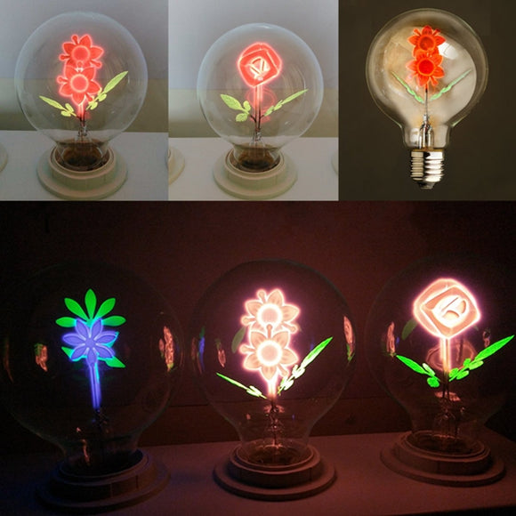 E27 3W Warm White Retro Edison Flower Moon Filament LED Light Bulb for Christmas Wedding AC240V