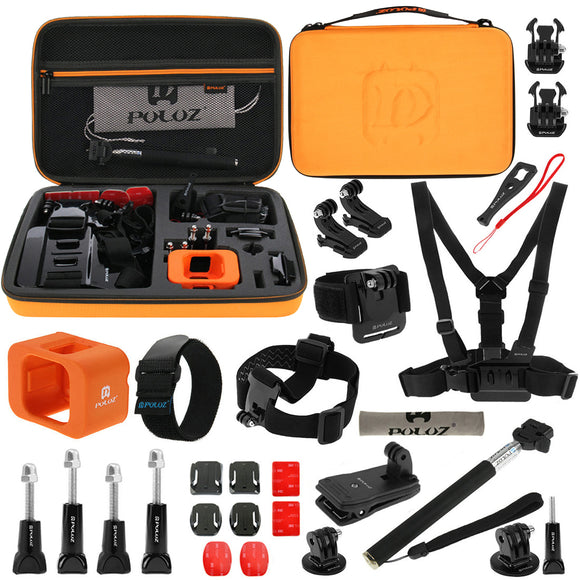 PULUZ PKT32 29 in 1 Accessories Combo Kit Stand Mount Bag Screw for Action Sportscamera