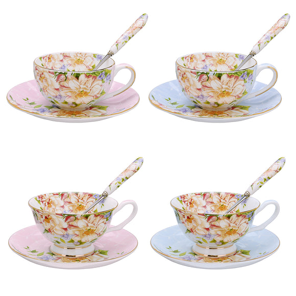 3Pcs/Set Fashion British Bone China Coffee Cup Saucer Spoon For Home Office