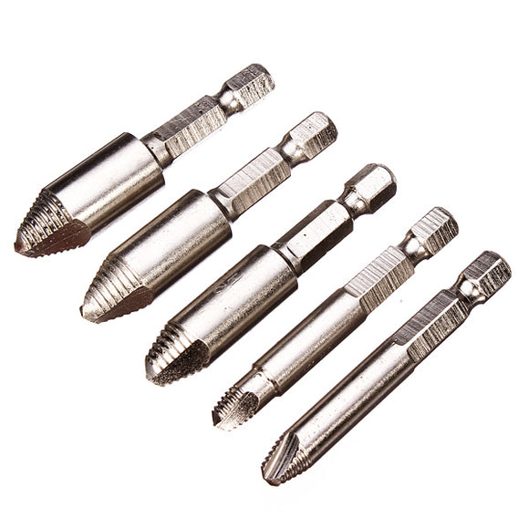 Drillpro 5pcs Screw Remover Broken Stripped Screw and Bolt Remover Extractor