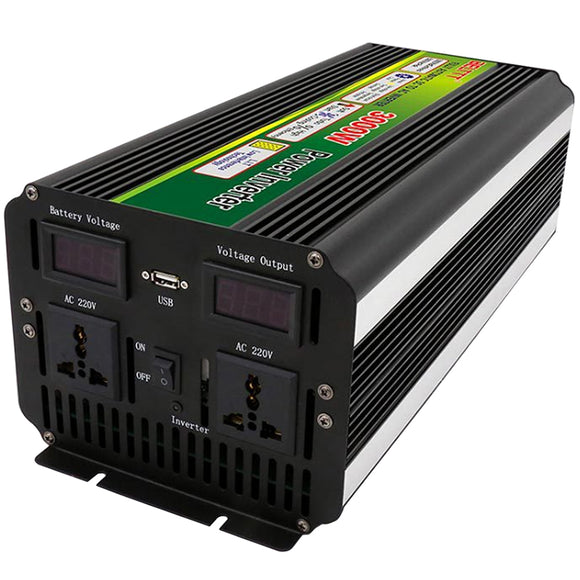 3000W 6000W Peak 12V/24V to 220V Power Inverter for Solar/Wind with LCD Display