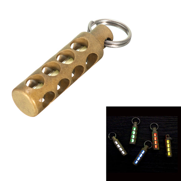 Copper Brass Cylinder Keychain Lantern With 3x22.5mm Tritium Vials