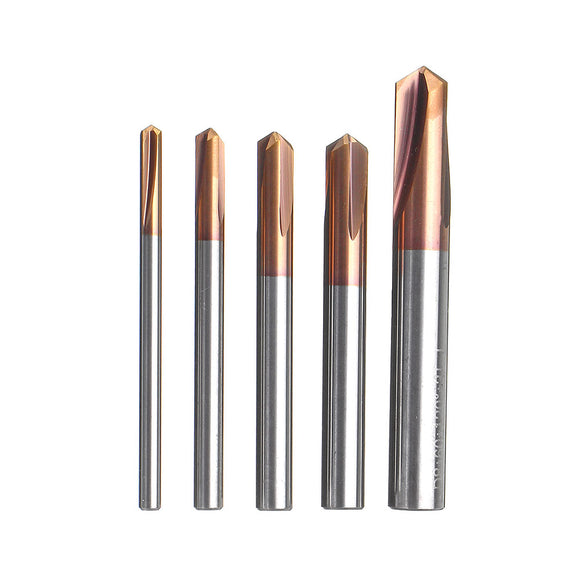Drillpro 3 Flutes 120 Degree Carbide Chamfer Mill 2-8mm HRC55 Tungsten Steel AlTiN Coating Milling Cutter