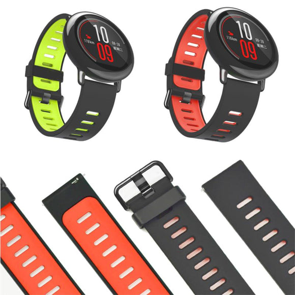 22mm Double Colors Silicone Watch Strap Replacement Bracelet Band For Xiaomi Huami Amazfit