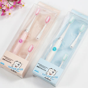Portable Sonic Electric Toothbrush Waterproof Whitening Teeth Cleaner Brush W/ 2 Replacement Brush Heads