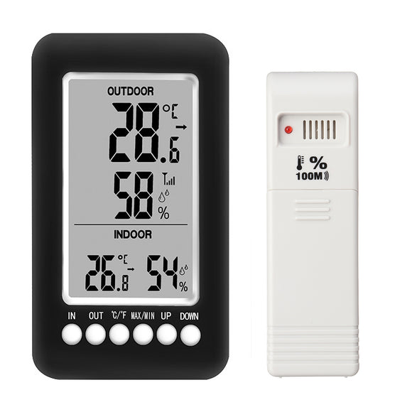 Room Wireless Digital LCD Display Alarm Thermometer Indoor Outdoor Humidity Temp