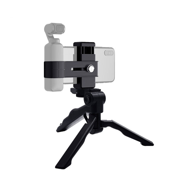 PULUZ PKT46 Smartphone Fixing Clamp 1/4 inch Holder Mount Bracket Grip Foldable Tripod for DJI OSMO Pocket Gimbal Sports Action Camera