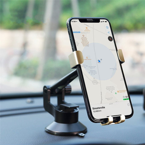 ROCK Metal Gravity Auto Lock Car Holder 360 Degree Rotation Adjustable Sucker Phone Mount Bracket