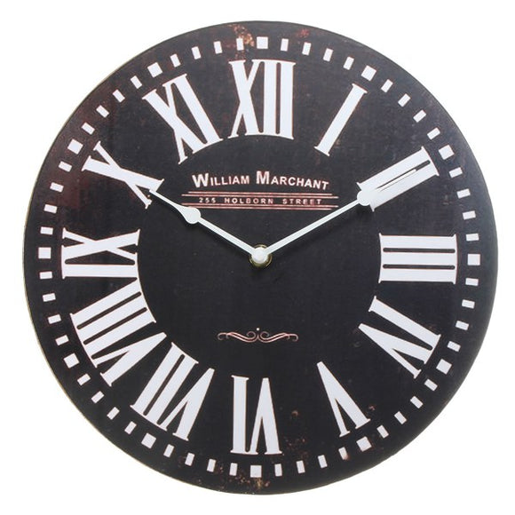 Round Wooden Wall Clock Quartz Movement Vintage Retro Antique Style