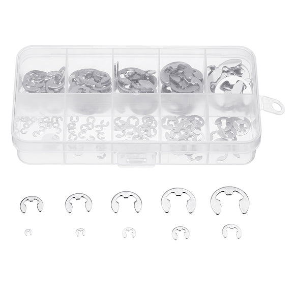 Suleve MXSC1 Stainless Steel E-Clip External Retaining Snap Ring 1.5-10mm Assortment Set 120Pcs