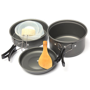 IPRee 8 Pcs Cooking Pot Bowl Pan Set Backpacking Camping Cooking Hiking Picnic Outdoor Cookware