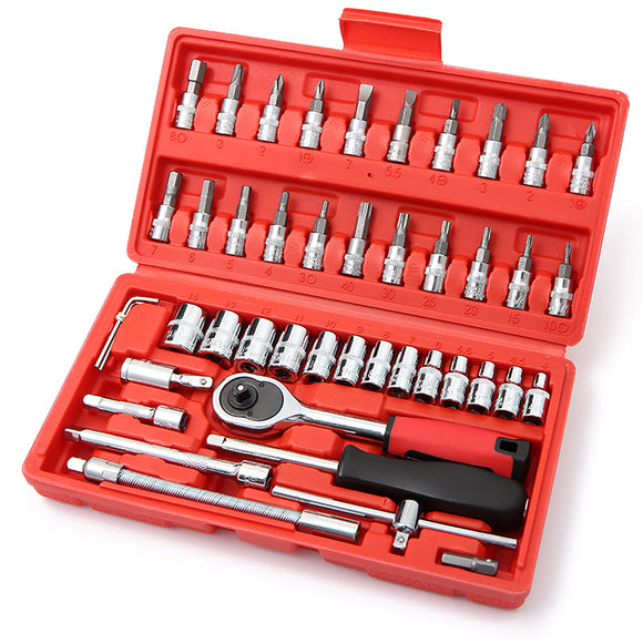 1/4-Inch Drive Socket Ratchet Wrench Socket Bit Combination Tools Kit For Auto Repairing & Household