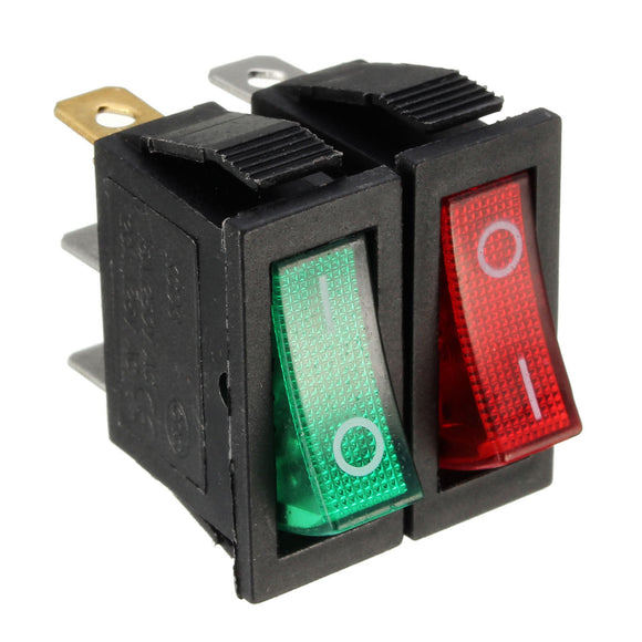 12V SPST 3 Pin Large Rectangle Rocker Switch LED Lighted