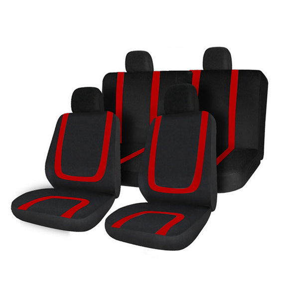Universal Car Seat Covers Full Set Washable Waterproof Front Rear Head Cover RED