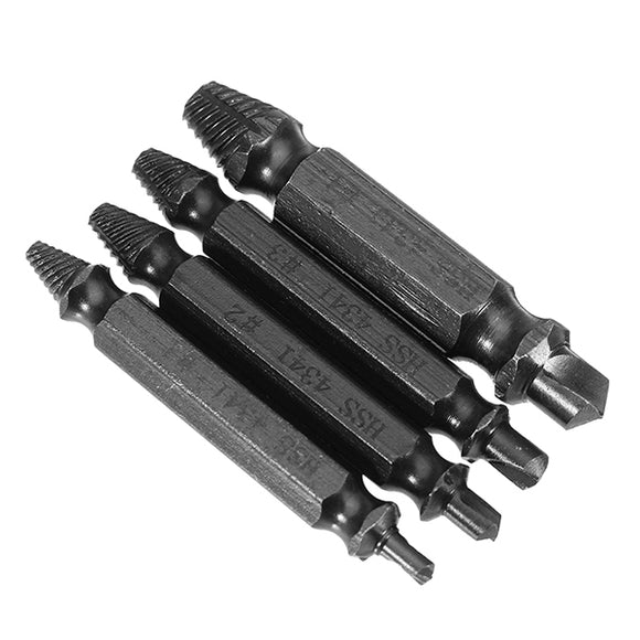 Drillpro 4pcs Nitride Double Side Damaged Screw Extractor Screw Remover