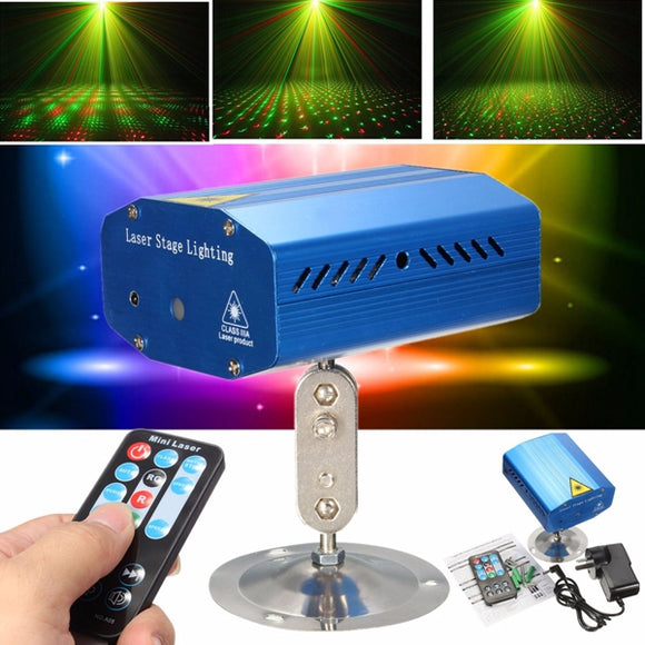 Mini R&G Auto/Voice Xmas Party LED Lamp Laser Stage Light Projector + Remote