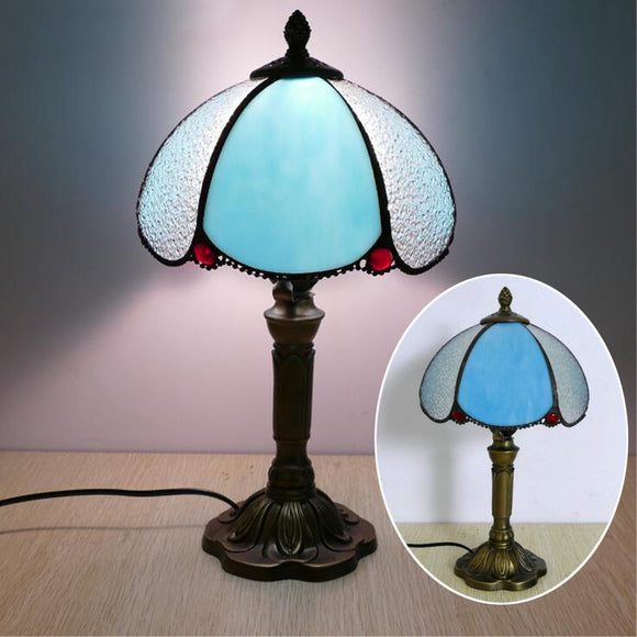 Vintage Style Glass Table Lamp Bedroom Bedside Desk Light Home Decoration