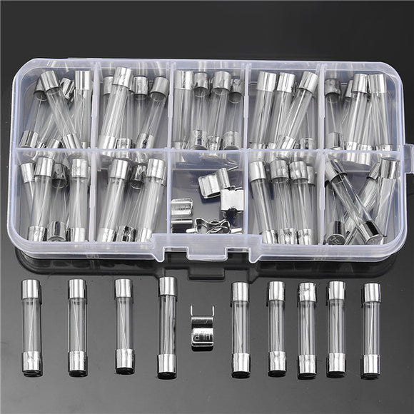 60Pcs 6x30mm Quick Blow Glass Tube Fuse Assorted Kits 5 - 35A
