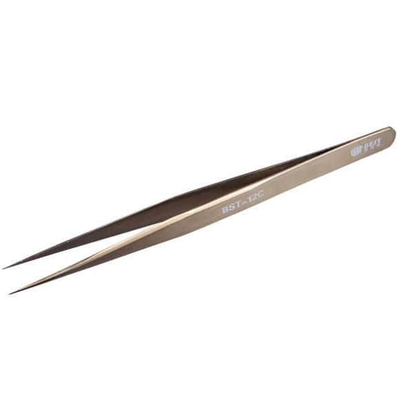 BEST BST-12C Mobile Phone Repair Tools Stainless Steel Pointed Tweezer Anti-magnetic Anti-acid