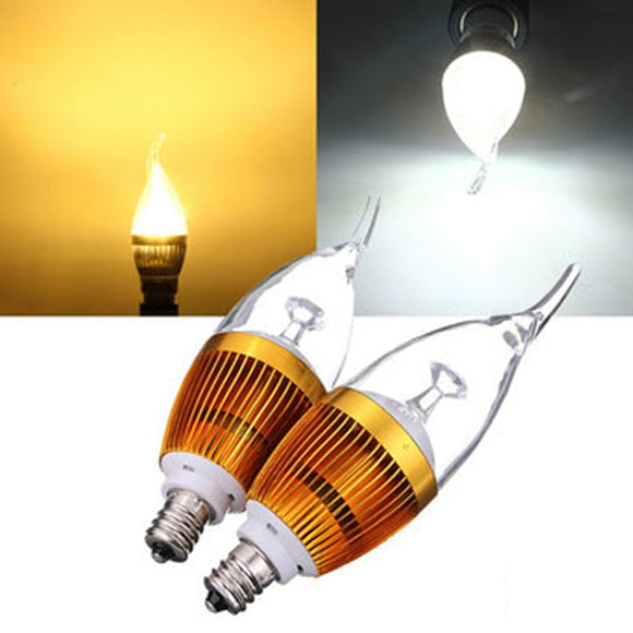 E12 3W AC85-265V White/Warm White Golden Cover LED Candle Light Bulb