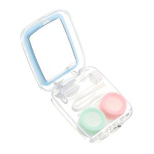 Mini Lens Travel Case Box Container Kit Set Holder Simple W/ Mirror