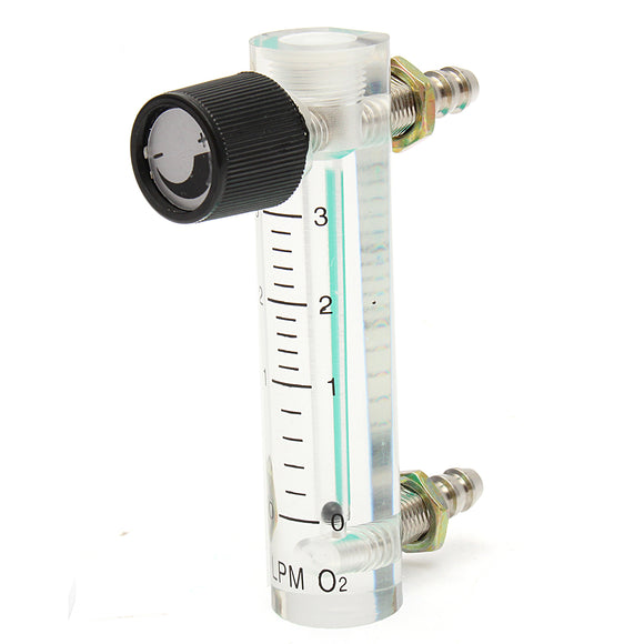 LZQ-2 0-3LPM 93mm Acrylic Gas Air Oxygen Flow Meter with Control Valve Metal Connector