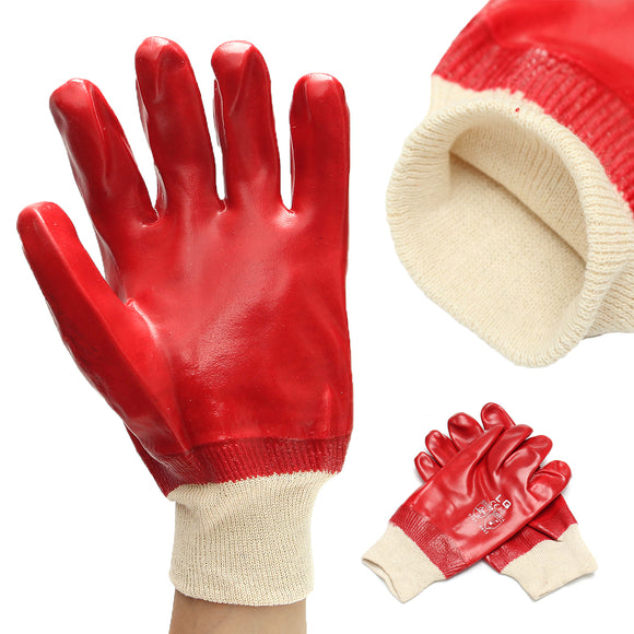 12 Pairs Waterproof PVC Corrosion Resistant Knitwris Wrist Gloves Work Gauntlets