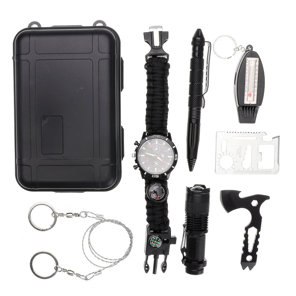 7 In 1 SOS Emergency Equipment Multi-functional Watch Tactical Pen Survival Tools Kit