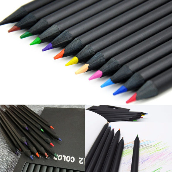 12 Colors Wooden Drawing Charcoal Pencils Black Soft Painting Sketch Fine Art Pencil