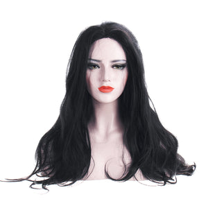 Glueless Lace Front Full Wig 24 Women Lady Body Wave Wavy Wig With Black Hair"