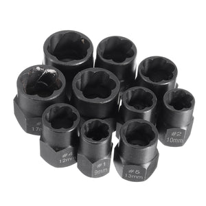 10pcs 9-19mm High Bolt Nut Remover Damaged Nut Screw Extractor Locking Socket Threading Tool