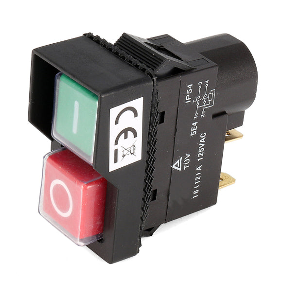 125V KJD17 IP54 Switch 4 Pin No-Voltage Release Switch Plastic Pushbutton Switch