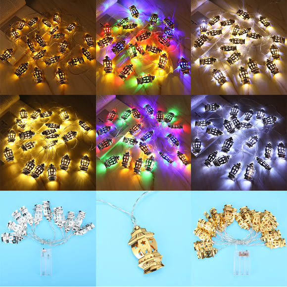 3M 20PCS Battery Powered Gold Sliver Palace Eid Ramadan Kareem Mubarak LED Fairy String Light for Party Decor